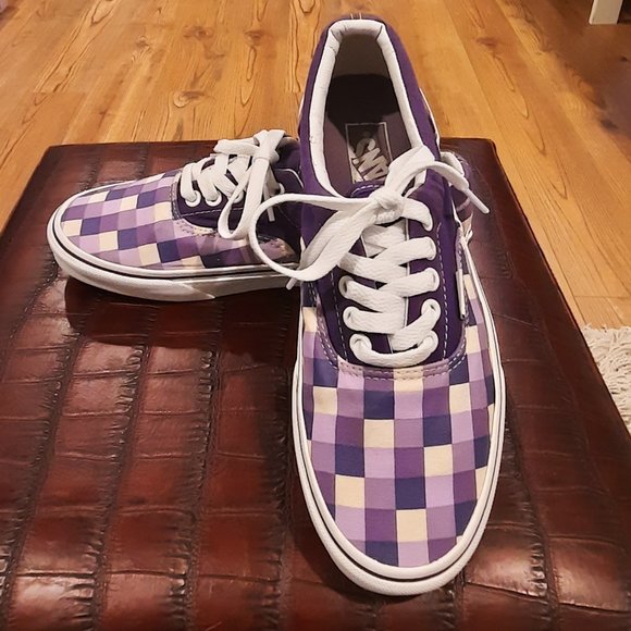 Vans Purple Checkered Low Top Lace Up Canvas Sneakers Womens 8.5 / Men's… - Picture 4 of 11